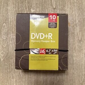NEW Memorex DVD-R 10-Pack Memory Keeper Box w Slim Jewel Cases DVDs